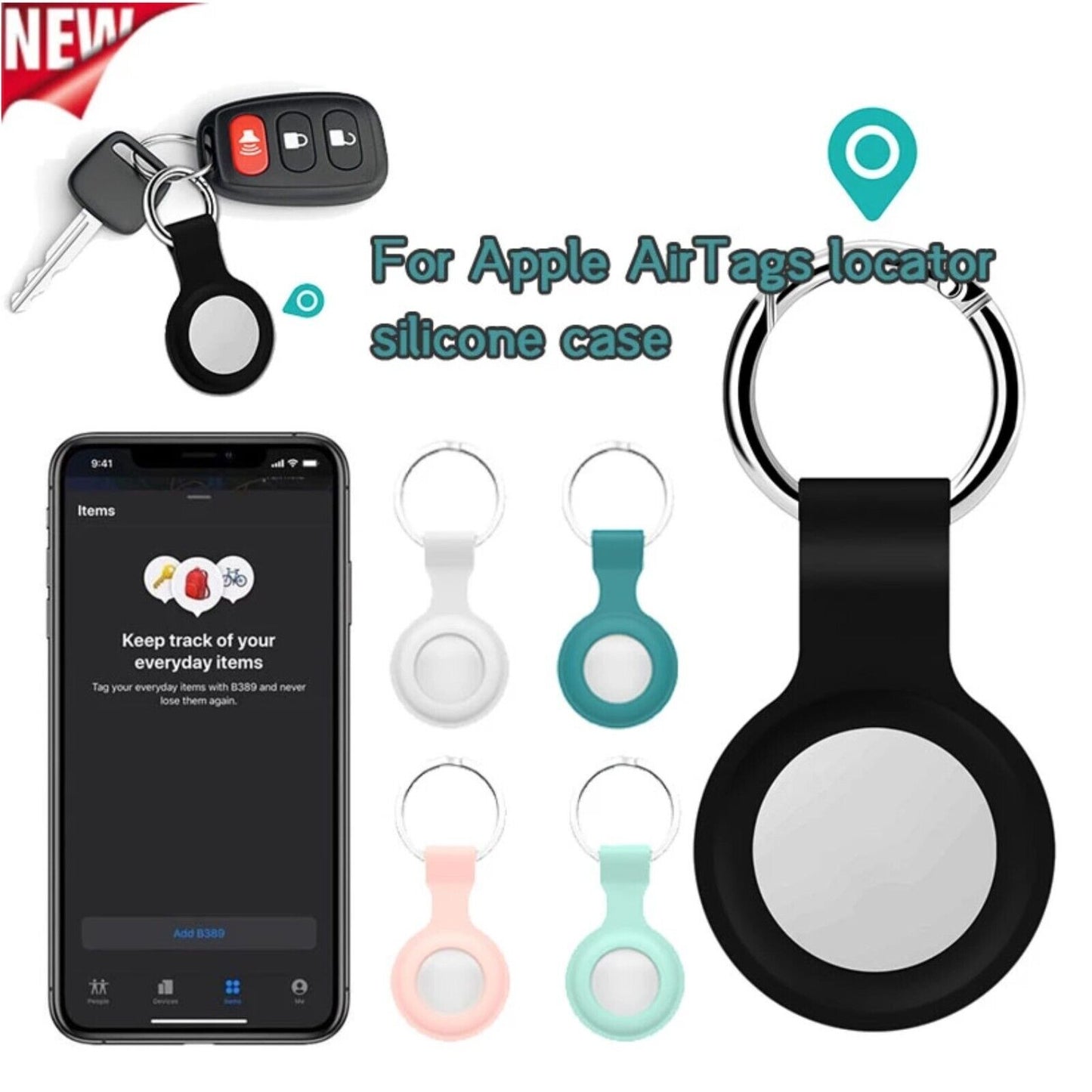 Airtag Locator Tracker Keyring anti Lost Apple Pet Case Silicone Clip Holder UK