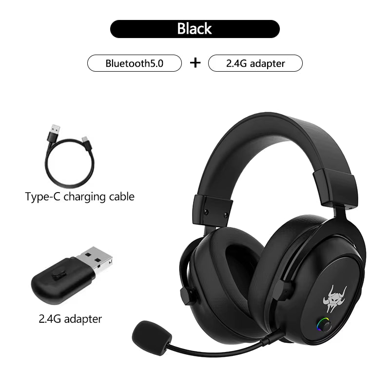 High-End 2.4G Wireless Overhead Sports Headphones with Bluetooth White Gaming Headset with Microphone Noise Canceling Headphones