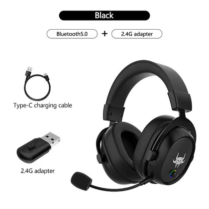 High-End 2.4G Wireless Overhead Sports Headphones with Bluetooth White Gaming Headset with Microphone Noise Canceling Headphones