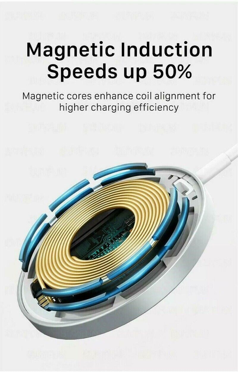 Fast Wireless Charger 15W Magsafe Apple Iphone 15 14 13 12 + USB a to C Adaptor
